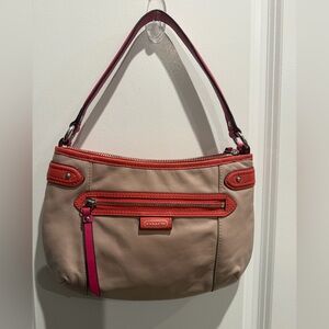 Coach Tan and Red Shoulder Bag